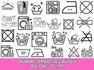 Laundry Symbols SVG: Textile Care Icons, Washing Instructions (digital Files) - Etsy