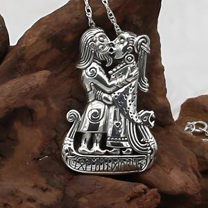 Viking Wedding Necklace - Norse Love Pendant - Viking Kiss - .925 Sterling Silver Freyr and Gerd Gullgubber Jewelry - Etsy