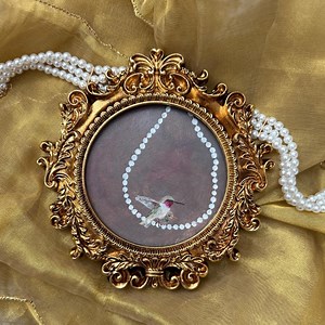 Hummingbird Painting, Original Acrylic Mini Art, With Vintage Round Frame - Etsy Australia