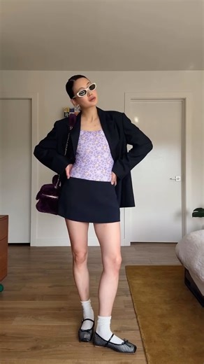 Alyssa Lau on Instagram: "From pool to idk where you’d wear this outfit to  @delightpoolofficial x hello kitty bathing suit* @eenk_official blazer* @commesea_official flats* @vehla sunglasses* @chanelofficial bag* @aritzia skort *gifted #outfitdujour #styleinspo #kfashion #kstyle #kfashionstyle #whatimwearing #fashioncanadians #mystyle #outfitinspo #searchstyle"