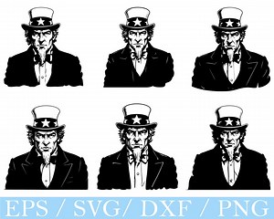 Uncle Sam Silhouette: Patriotic Vector Graphics (digital Download) - Etsy Australia