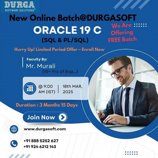 🚀 Free Oracle 19C (SQL & PL/SQL) Online Training @ DurgaSoft | Starts 18th March 2025