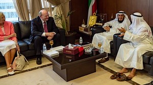 This week, Elder Quentin L. Cook met with Mr. Fareed Emadi, secretary general of the Supreme Commission for the Promotion of Moderation in the Ministry of Awqaf, to express gratitude to the State of Kuwait for granting recognition to The Church of Jesus Christ of Latter-day Saints earlier this year. This is the first time in more than 40 years that Kuwait has recognized a religious organization. Elder Cook and his wife, Mary, were also able to visit with Latter-day Saints who are currently resid