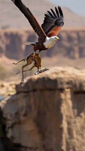 A Springbok calf falls from a broken bridge, but an African Fish Eagle swoops in and saves it from certain death. | Wildlife Nomad