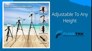 Fugetek 54" Phone Tripod, Universal Cell Phone Mount, Bluetooth Remote, Lightweight Aluminum, Extendable, 360 Rotation, for Photos & Video, Compatible with iPhone & Android, with Carry Bag