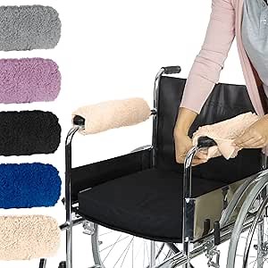 Vive Wheelchair Armrest Covers (Pair) - Memory Foam Sheepskin Accessories Pads for Transport Electric Wheel Chair Arm Rests - for Adults, Seniors, Handicapped - Soft Support Cushion for Mobility Aids