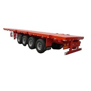 [Hot Item] Tri-Axle & Quad-Axle Flatbed Semi Trailers 60 Ton Max Load 40 FT Extendable Flat Deck in Stock