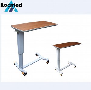 [Hot Item] OEM Factory Direct Sale Hospital Furniture Over Patient Bed Table, Hospital Overbed Adjustable Folding Pneumatic Laptop Cart Over Bed Side Table