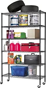 BestOffice 6 Tier Adjustable Wire Metal Shelving Rack 82x48x18-Inch, Black (4)