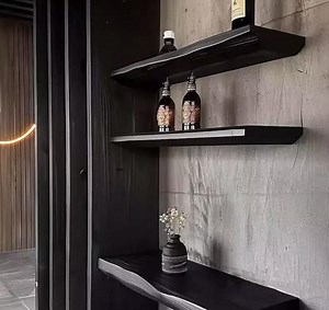 Matte Black Floating Shelf: Natural Edge Solid Wood Wall Decor - Etsy