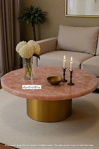 Rose Quartz Round Table Top, Pink Healing Crystal Gemstone - Etsy