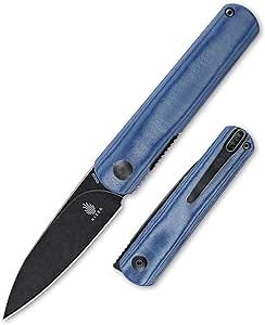 Kizer Feist Blue Denim Micarta Handle, Black Coated 154CM Blade, Folding Pocket Knife, Gift for Men V3499C2