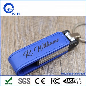 [Hot Item] Luxury Genuine Leather USB Flash Memory Stick with Embossed Logo
