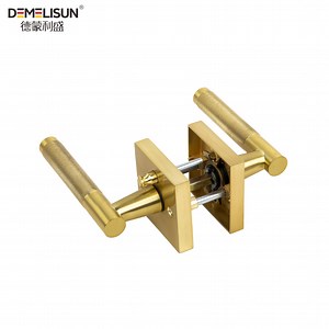 [Hot Item] Modern Interior Gold Bathroom Wood Door Handles Passage Lever Door Lock Set