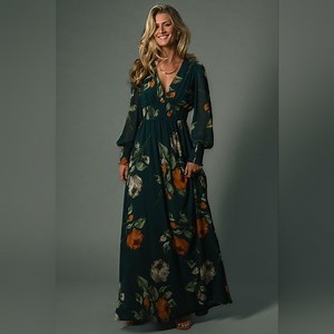Baltic Born Olivia Maxi Dress Size XL Deep Topaz Floral