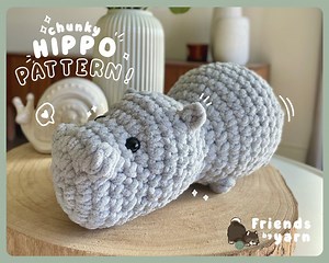 No Sew Chunky Hippo Animal Crochet Plushie Digital Pdf Instructions Pattern - Etsy Australia