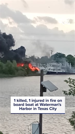 Texas City Fire Department responded to an emergency call reporting a boat on fire at Waterman's Harbor marina, just southwest of Dickinson Bayou Bridge. When they arrived, firefighters found a boat with living quarters engulfed by flames. Authorities say one person died, and another has been transported to a local hospital. https://abc13.com/post/deadly-boat-fire-1-killed-injured-board-dickinson-bayou-bridge-texas-city/16278147/ | ABC13 Houston
