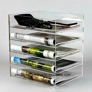 [Hot Item] 5 Layers Desktop Acrylic Document Brochure Storage Rack for Office