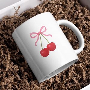 Coquette Cherry Clipart – Watercolor Fruit With Pink Bow (PNG JPG) - Etsy