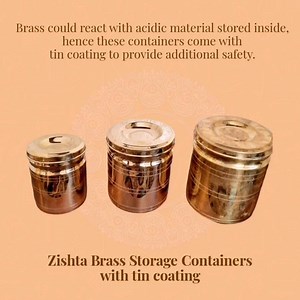 These traditionally made brass storage containers with tin coating is one of the most traditional ways to store monthly supplies in the kitchen. Brass with Zinc in the alloy, has high anti-oxidant properties and help in preserving the produce stored in these containers. Brass could react with acidic material stored, so we provide these containers with tin coating to provided added level of safety. To know more about our #brasscontainers, visit our website – zishta.com or connect with us on #What