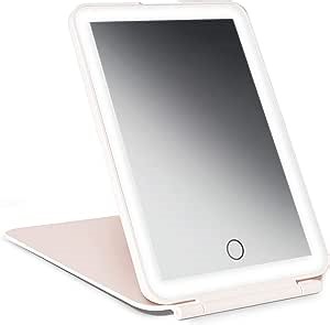 Vanity Planet Mini Pose LED Travel Mirror - 3 LED Colors for Consistent Lighting with Dimmable Ring Light - Built-in Touch Sensors with Rechargeable Micro-USB