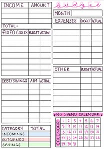 Blank Monthly Budget - Etsy