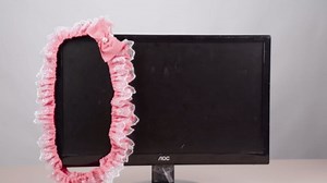 2 Pack Cute Computer Monitor Cover, 23''-26'' Elastic Monitor Dust Cover with Bow Knot, Lovely Monitor Accessories Screen Monitor Decoration for Tablet (Blue)