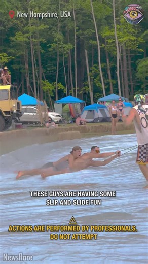 Slip and slide fun with digger | SLICK SLIME SAM