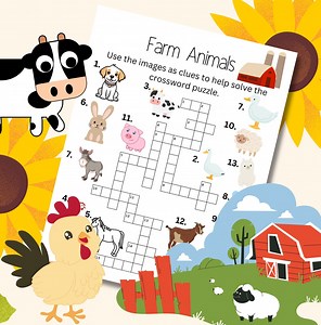 Farm Animal Crossword Puzzle Activity for Kids, Printable Learning Page for Toddler, Answers Included, Country Worksheet, Learning Activity - Etsy Canada