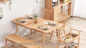 KungFuWood Dining Table, Retractable Unique Design with Self-Lifting Table Top, Comfortable Dinning Room Table for Siting 6 or 8 People,Sturdy and Easy Assembly for Kitchen and Living Room(Natural)