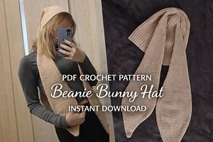 Crochet Bunny Hat Pattern | Extra Long Ear Scarf Beanie (PDF Pattern) - Etsy Canada