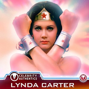 All the world is waiting for her and the power she possesses! Get autographs from Lynda Carter with GalaxyCon Virtual! https://galaxycon.info/lyndacarterfb Order due date TBD. Signing Courtesy of Celeb Authentics and will take place in late 2023. Get autographs on photos and posters or send in your own item to be signed! | GalaxyCon