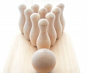 Miniature Bowling Set Wooden Toy Tabletop Game Natural Wood Pins Ball Smooth Sanded Ready to Play Indoor Activity Family Fun Desk Game - Etsy