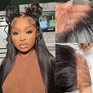 Invisible 5x5 HD Lace Closure, 12A Brazilian Human Hair HD Lace Closure Free Part Silk Straight Virgin Hair HD Transparent Lace Closures Pre Plucked with Baby Hair Natural Color 18 Inch