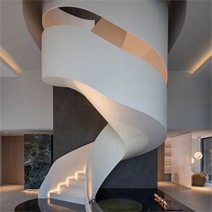 [Hot Item] Custom Indoor Helical Spiral Stairs Engineered Wood Treads with Anti-Slip Surface Noise Reduction Stainless Steel Construction