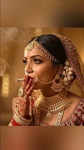 Indian Bride smoking cigarette / dulhan Smoking #bride #bridelmakup #culture #weddingdress #saree