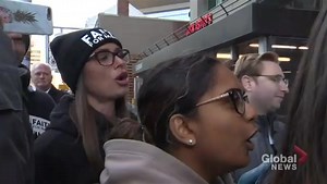 Toronto mayoral candidate Faith Goldy interrupts John Tory press conference