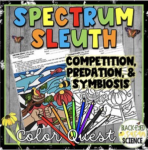 Competition, Predation & Symbiosis Color by Code | Spectrum Sleuth Activity