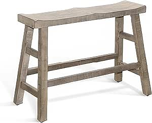 Rena Counter Height Bench- 33 Inch Light Brown Mahogany Wood Frame