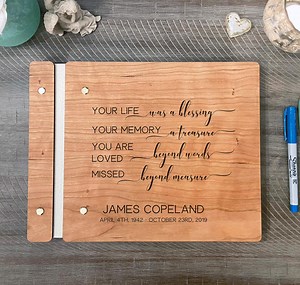 Personalized Engraved Wooden Memorial Guest Book - Celebration of Life - Etsy