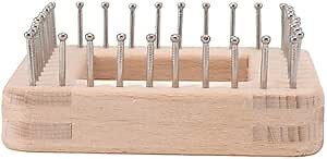 Mini Knitting Machine with Multiple Hooks, Solid Wood DIY Tool, Square Wooden Crochet Board for Weaving Mat, Hairband, Blanket, Sock