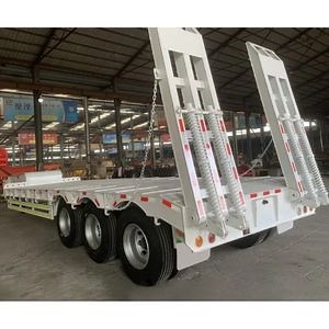 [Hot Item] 3 Axles 4 Axles 70 80 Ton Lowbed Semi Trailer Low Loader Transport Heavy Duty Equipment Extendable Lowboy Trailer