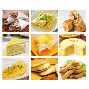 [Hot Item] 200mm Electric Gas Heating Automatic Pancake Layer Cake Crust Crepe Spring Roll Maker Forming Making Processing Machine