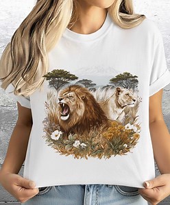 Retro African Lions Tshirt, Safari Lioness Wildflowers Tee, Kilimanjaro Mountain Graphic Shirt, Vintage Wildlife Nature Lover Gift - Etsy Canada