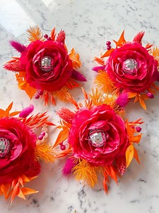 Hot Pink & Orange Disco Ball Wrist Corsage Bracelet, Bright Vibrant Mother of the Bride Flowers, Dried Flower Mother Florals - Etsy