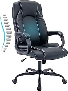 Executive Office Chair,Comfortable Ergonomic Home Office Desk Chairs,Computer Leather Office Chair with Lumbar Back Support, PVC Leather Desk Chairs with Wheels