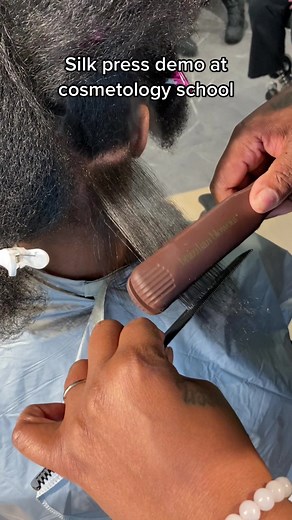 Silk Press Demo at Cosmetology School