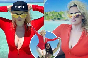 Rebel Wilson shows off major cleavage & stuns in bikini after losing 65 pounds