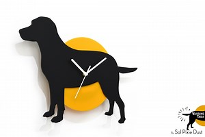 Wagging Tail Labrador Dog - Black & Yellow Silhouette - Wall Clock - Etsy Australia