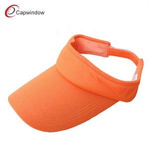 [Hot Item] Custom Orange Stylish Sun Visor Cap Polyester Summer Breathable Hat for Tennis and Outdoor